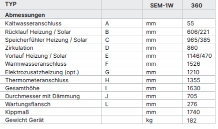 Wolf Warmwasser-Solarspeicher SEM-1W-360