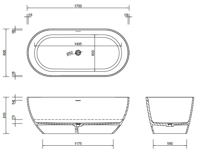 Badewanne Modell Golem O 170 S NEW mit Schürze Badewanne Modell Golem O 170 S NEW mit Schürze