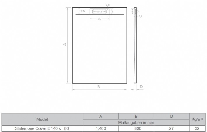 Duschwanne Slatestone Cover 